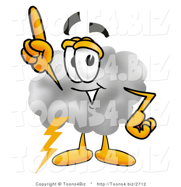 Illustration of a Cartoon Cloud Mascot Pointing Upwards