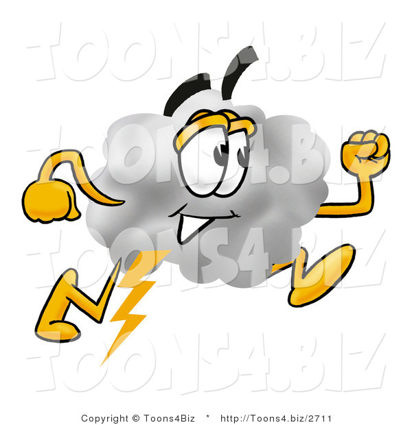 Illustration of a Cartoon Cloud Mascot Running