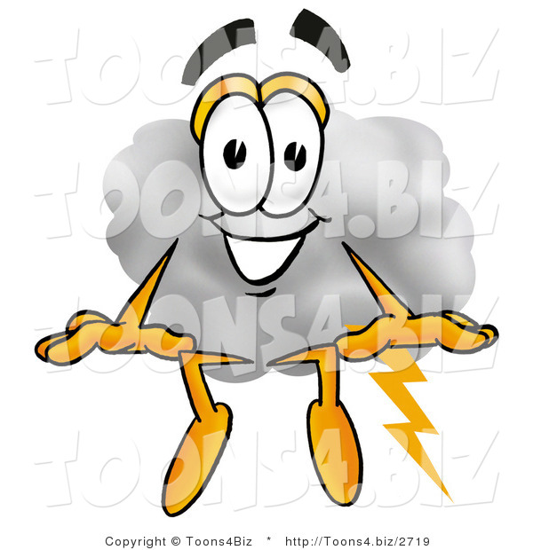 Illustration of a Cartoon Cloud Mascot Sitting