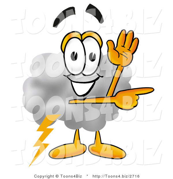 Illustration of a Cartoon Cloud Mascot Waving and Pointing