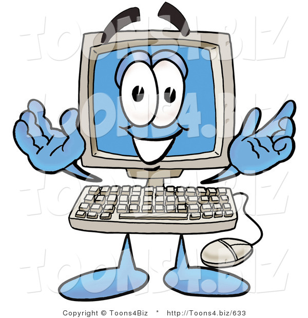 Illustration of a Cartoon Computer Mascot with Welcoming Open Arms