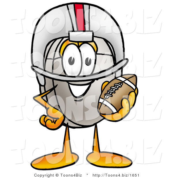 Illustration of a Cartoon Computer Mouse Mascot in a Helmet, Holding a Football