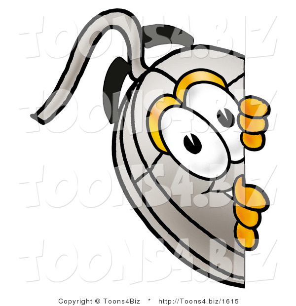 Illustration of a Cartoon Computer Mouse Mascot Peeking Around a Corner