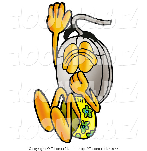 Illustration of a Cartoon Computer Mouse Mascot Plugging His Nose While Jumping into Water