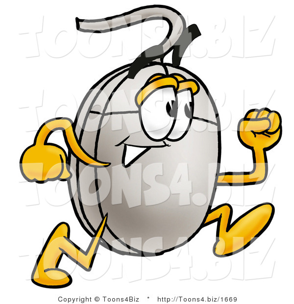 Illustration of a Cartoon Computer Mouse Mascot Running