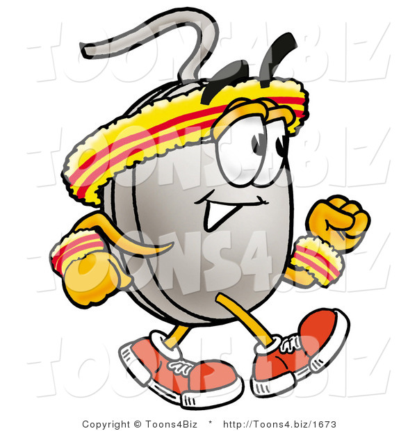 Illustration of a Cartoon Computer Mouse Mascot Speed Walking or Jogging