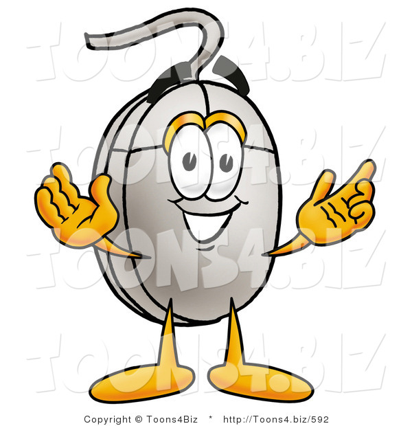 Illustration of a Cartoon Computer Mouse Mascot with Welcoming Open Arms