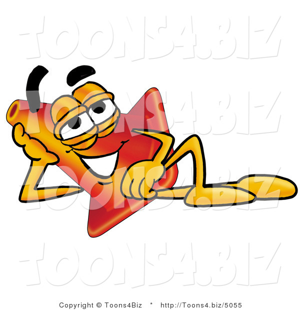Illustration of a Cartoon Construction Safety Cone Mascot Reclining and Resting His Head on His Hand