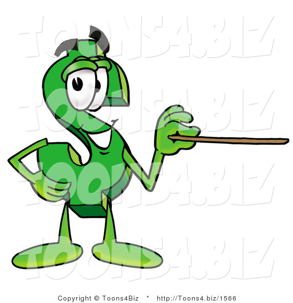 Illustration of a Cartoon Dollar Sign Mascot Holding a Pointer Stick