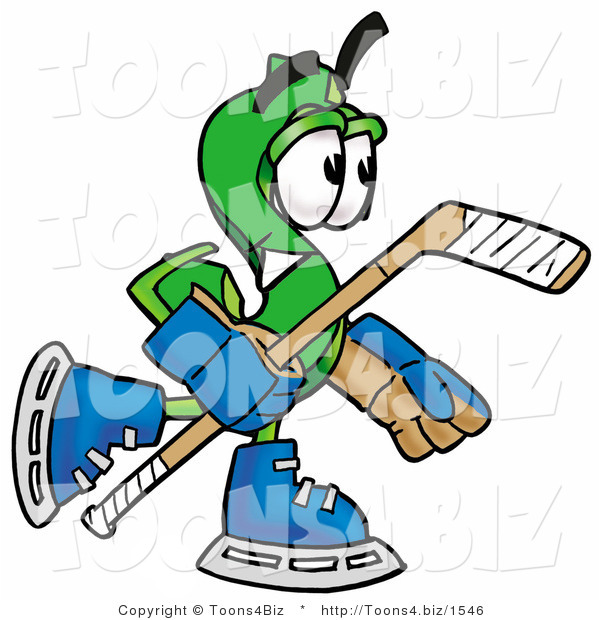Illustration of a Cartoon Dollar Sign Mascot Playing Ice Hockey