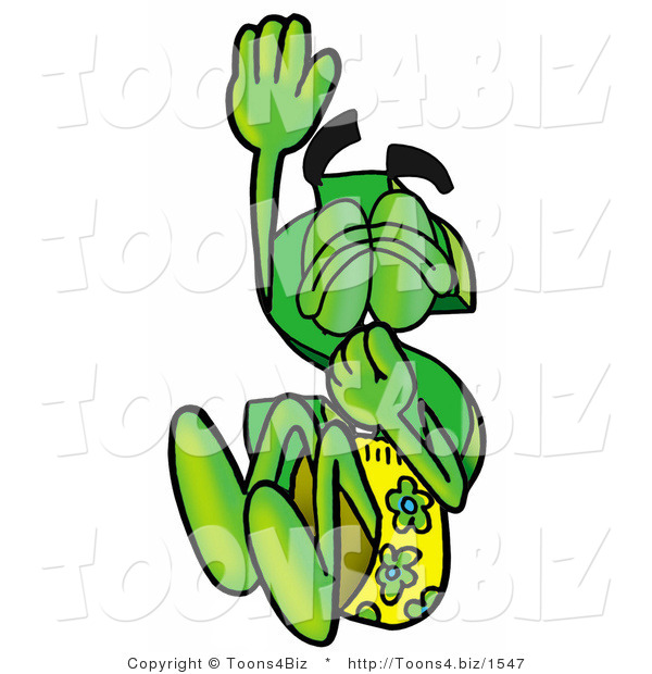 Illustration of a Cartoon Dollar Sign Mascot Plugging His Nose While Jumping into Water