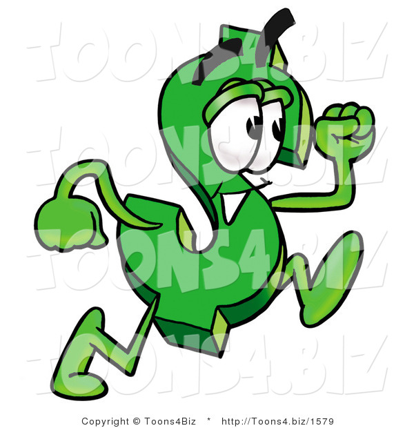 Illustration of a Cartoon Dollar Sign Mascot Running
