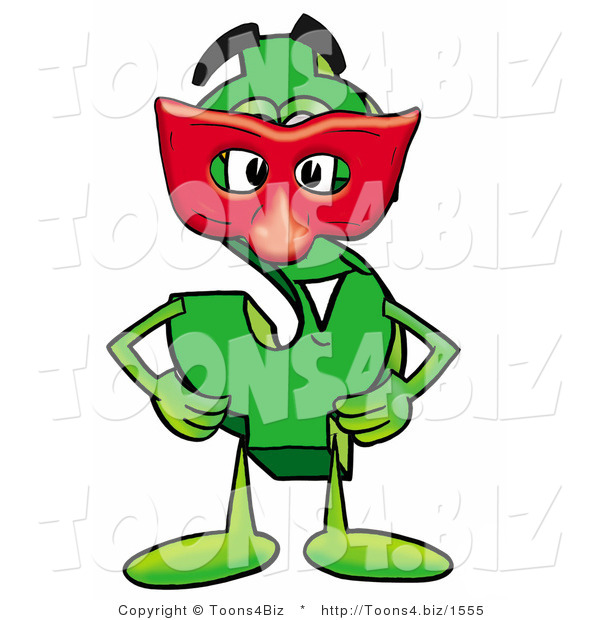 Illustration of a Cartoon Dollar Sign Mascot Wearing a Red Mask over His Face