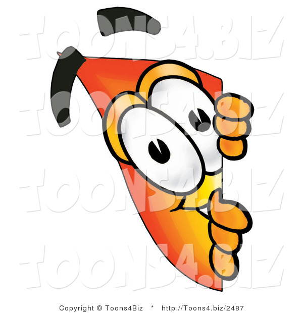 Illustration of a Cartoon Fire Droplet Mascot Peeking Around a Corner
