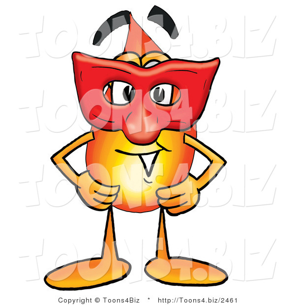 Illustration of a Cartoon Fire Droplet Mascot Wearing a Red Mask over His Face