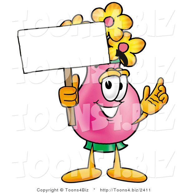 Illustration of a Cartoon Flowers Mascot Holding a Blank Sign
