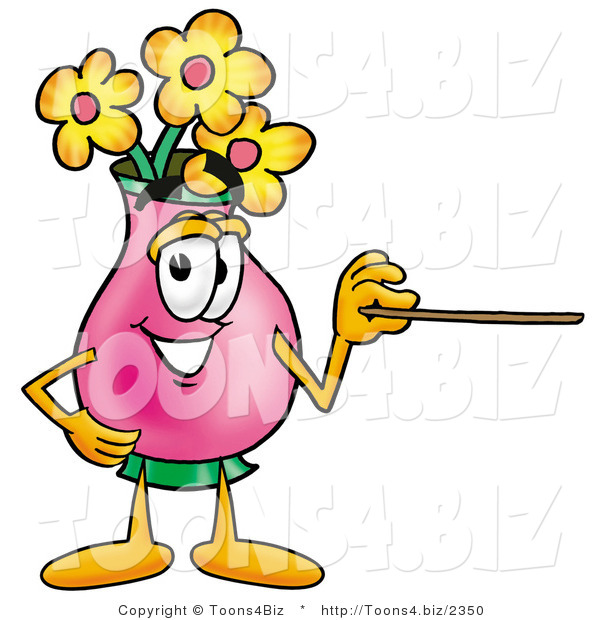 Illustration of a Cartoon Flowers Mascot Holding a Pointer Stick