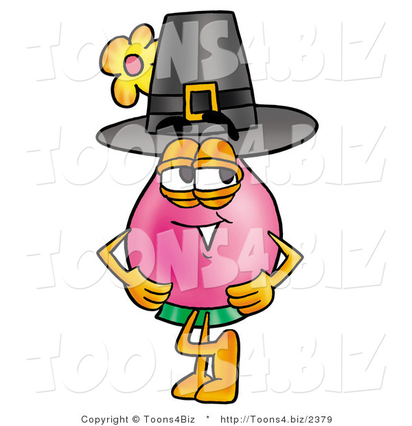 Illustration of a Cartoon Flowers Mascot Wearing a Pilgrim Hat on Thanksgiving