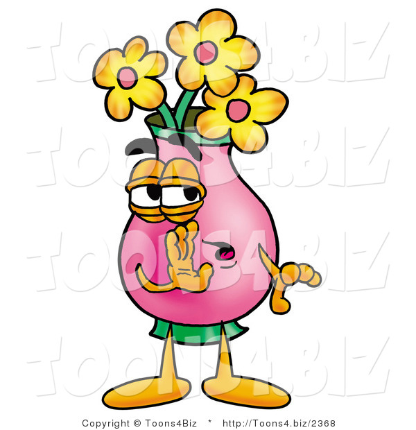 Illustration of a Cartoon Flowers Mascot Whispering and Gossiping