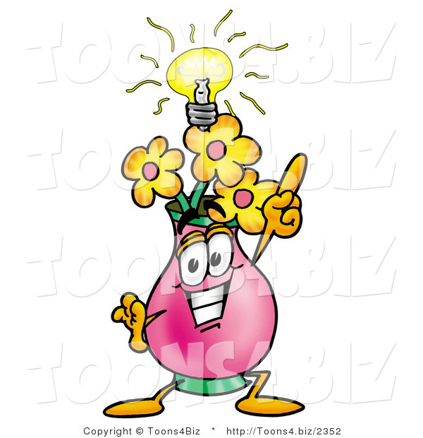 Illustration of a Cartoon Flowers Mascot with a Bright Idea