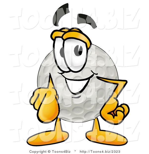 Illustration of a Cartoon Golf Ball Mascot Pointing at the Viewer