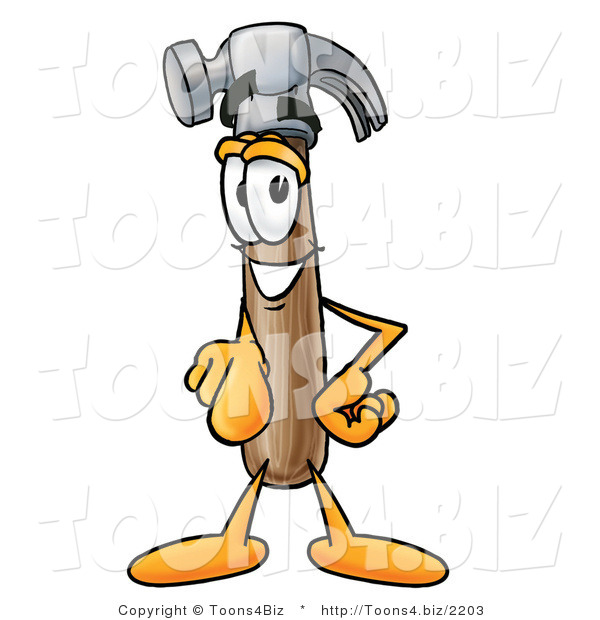 Illustration of a Cartoon Hammer Mascot Pointing at the Viewer
