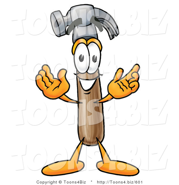 Illustration of a Cartoon Hammer Mascot with Welcoming Open Arms