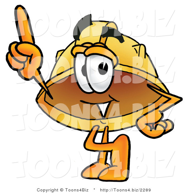 Illustration of a Cartoon Hard Hat Mascot Pointing Upwards