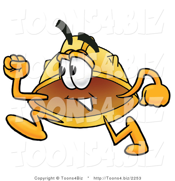 Illustration of a Cartoon Hard Hat Mascot Running