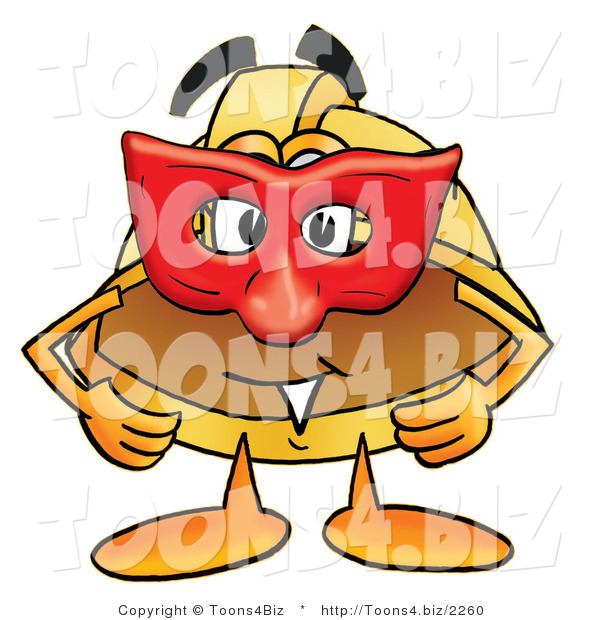Illustration of a Cartoon Hard Hat Mascot Wearing a Red Mask over His Face