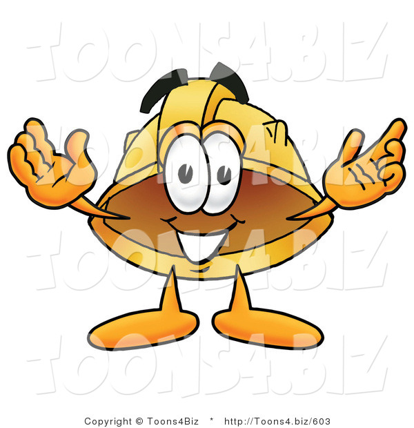 Illustration of a Cartoon Hard Hat Mascot with Welcoming Open Arms
