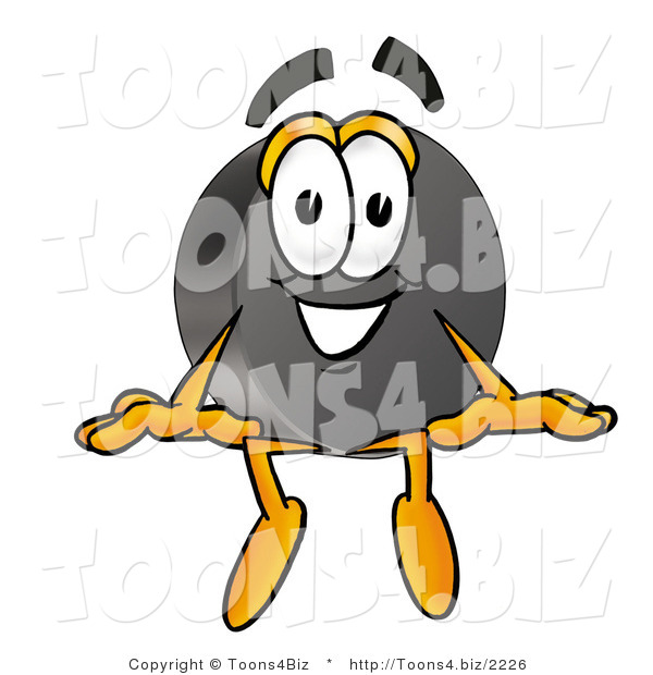 Illustration of a Cartoon Hockey Puck Mascot Sitting