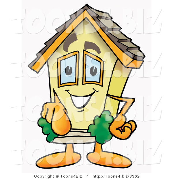 Illustration of a Cartoon House Mascot Pointing at the Viewer