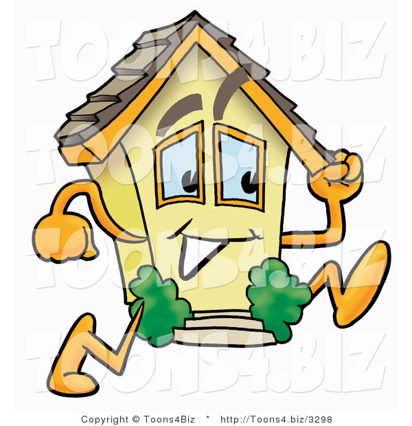 Illustration of a Cartoon House Mascot Running