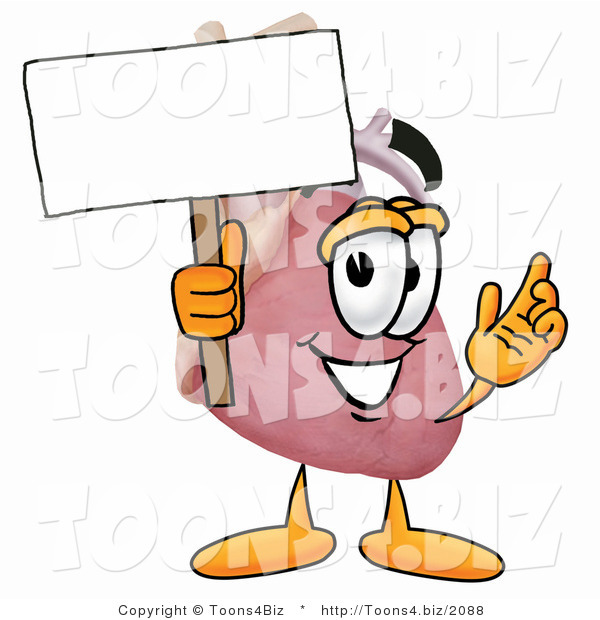 Illustration of a Cartoon Human Heart Mascot Holding a Blank Sign