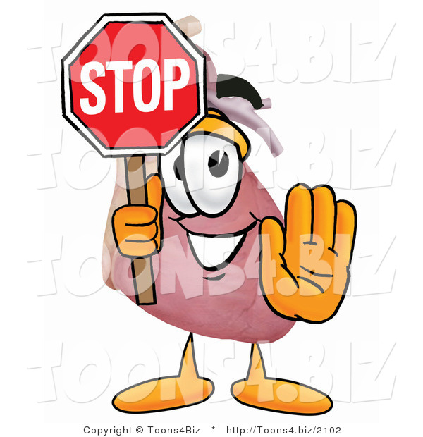 Illustration of a Cartoon Human Heart Mascot Holding a Stop Sign