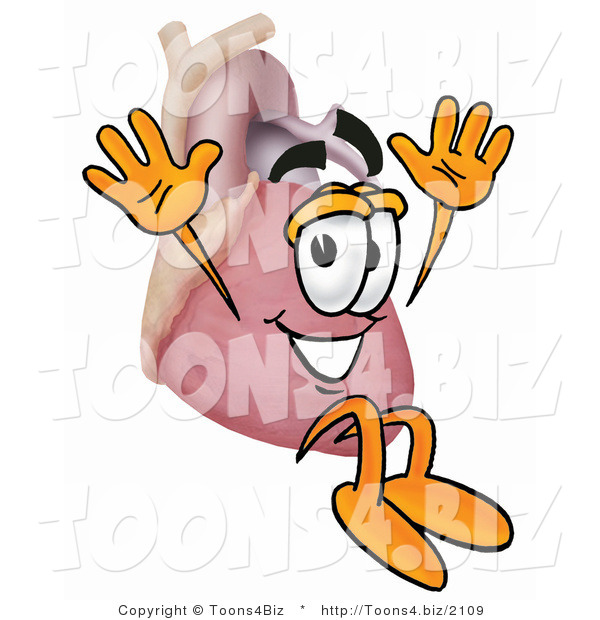 Illustration of a Cartoon Human Heart Mascot Jumping