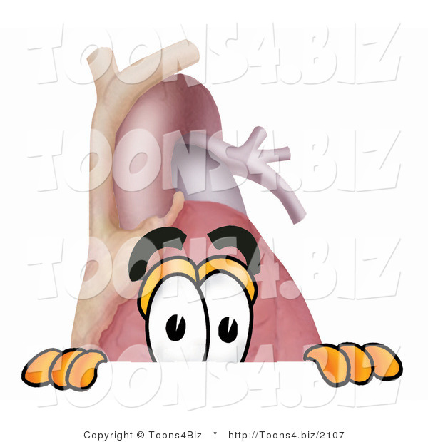 Illustration of a Cartoon Human Heart Mascot Peeking over a Surface
