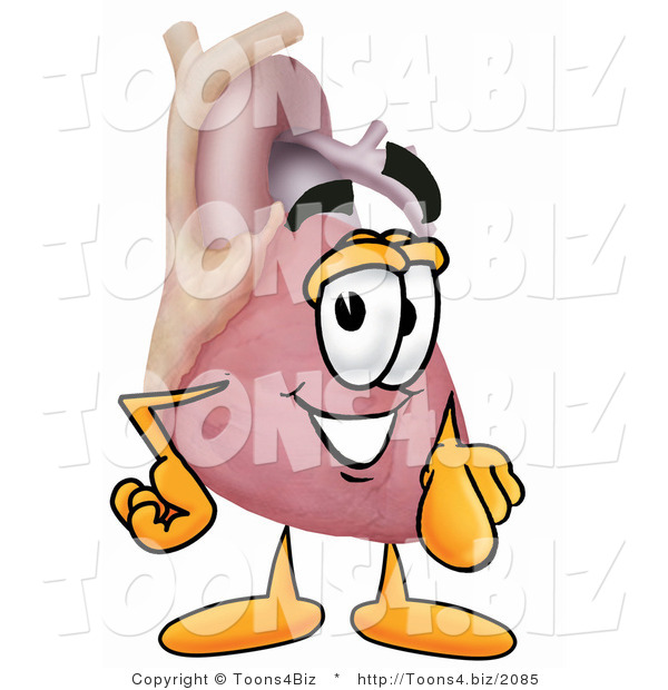 Illustration of a Cartoon Human Heart Mascot Pointing at the Viewer