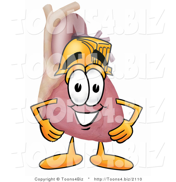 Illustration of a Cartoon Human Heart Mascot Wearing a Helmet