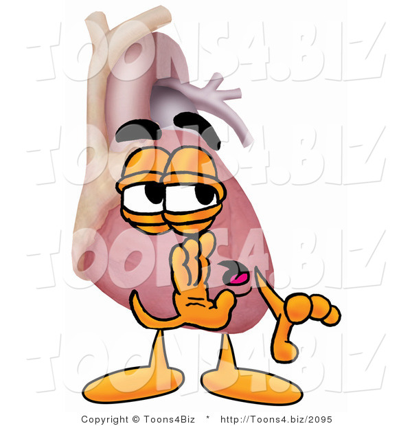 Illustration of a Cartoon Human Heart Mascot Whispering and Gossiping