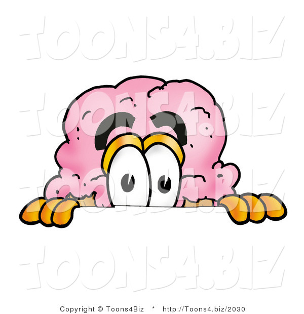 Illustration of a Cartoon Ice Cream Cone Mascot Peeking over a Surface