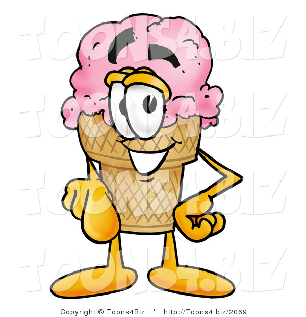 Illustration of a Cartoon Ice Cream Cone Mascot Pointing at the Viewer