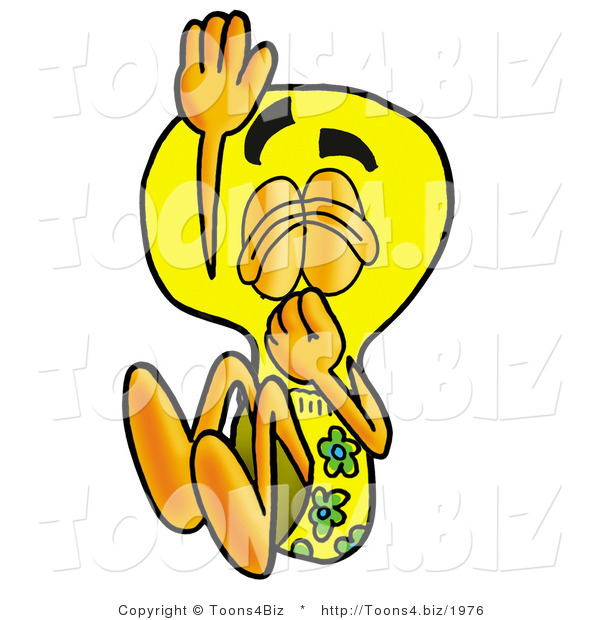 Illustration of a Cartoon Light Bulb Mascot Plugging His Nose While Jumping into Water