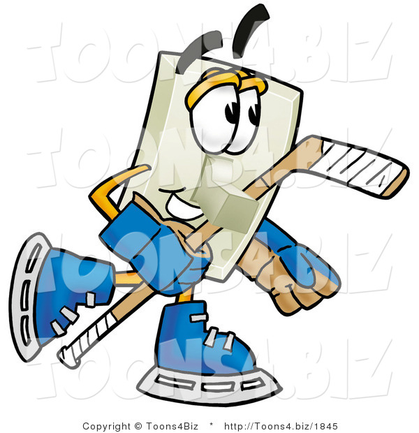 Illustration of a Cartoon Light Switch Mascot Playing Ice Hockey