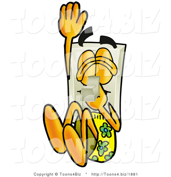 Illustration of a Cartoon Light Switch Mascot Plugging His Nose While Jumping into Water