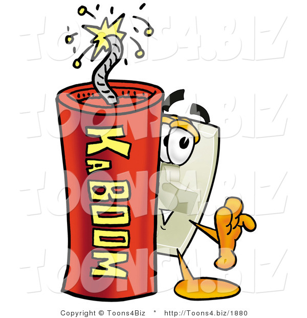 Illustration of a Cartoon Light Switch Mascot Standing with a Lit Stick of Dynamite