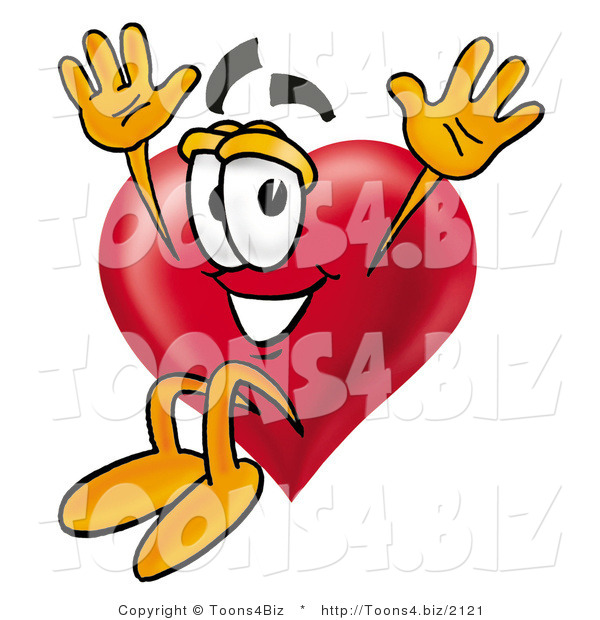 Illustration of a Cartoon Love Heart Mascot Jumping