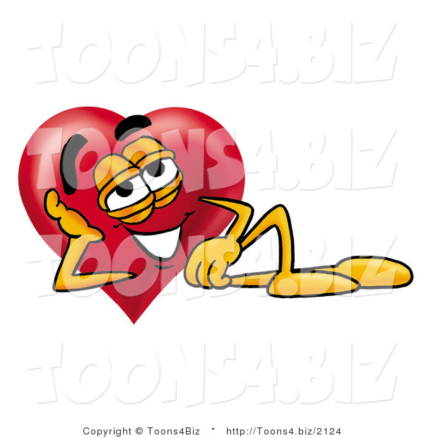 Illustration of a Cartoon Love Heart Mascot Resting His Head on His Hand