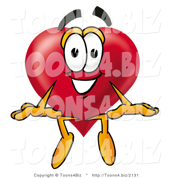 Illustration of a Cartoon Love Heart Mascot Sitting